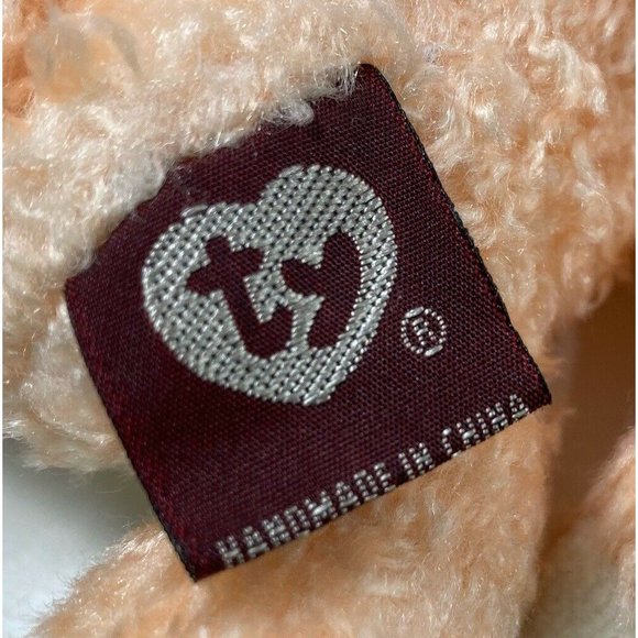 Vtg Ty Bunny Rabbit Plush Stuffed Animal Toy Orange Ribbon Bow Jointed 1993 8" - Picture 9 of 9